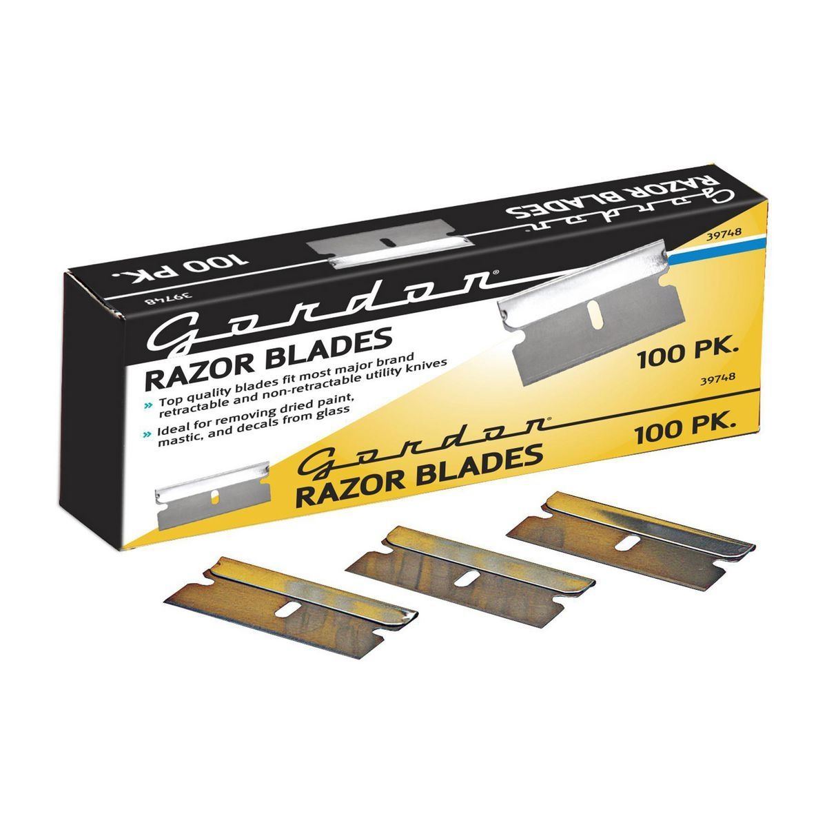 GORDON 100 Pack Industrial Quality Single Edge Utility Blades