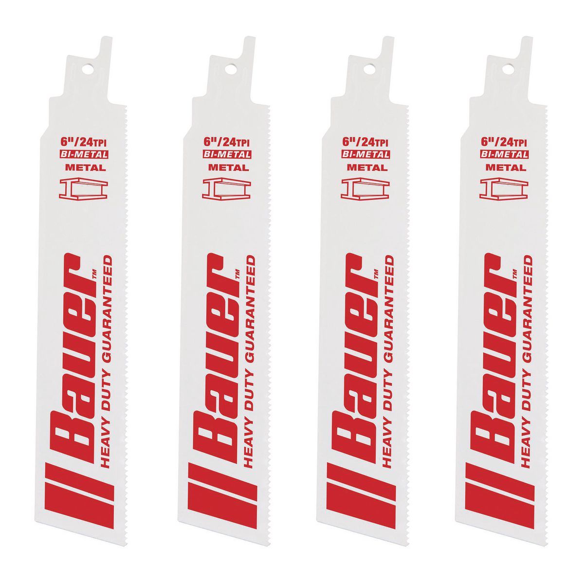 BAUER 6 in.  24 TPI Bi-Metal Reciprocating Saw Blades, 4 Pack