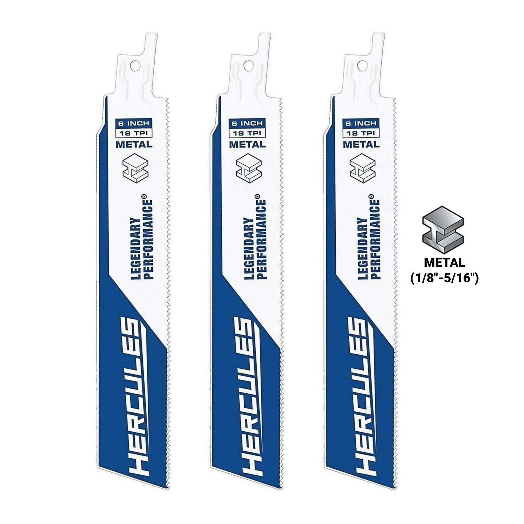 HERCULES 6 in. 18 TPI Bi-Metal Reciprocating Saw Blades, 3 Pack