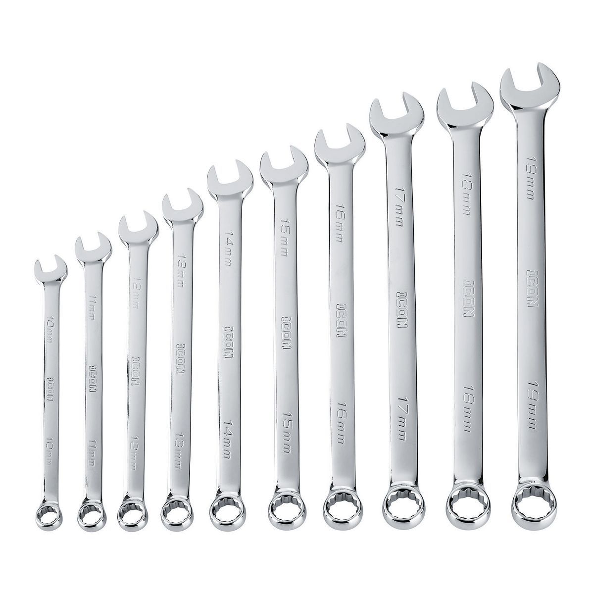 ICON Professional Long Metric Combination Wrench Set, 10 Piece