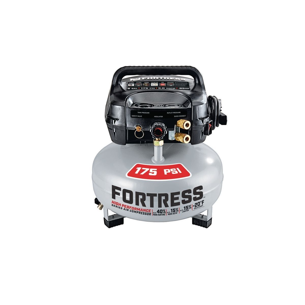 FORTRESS 6 gallon 175 PSI   High Performance Hand Carry Jobsite Air Compressor