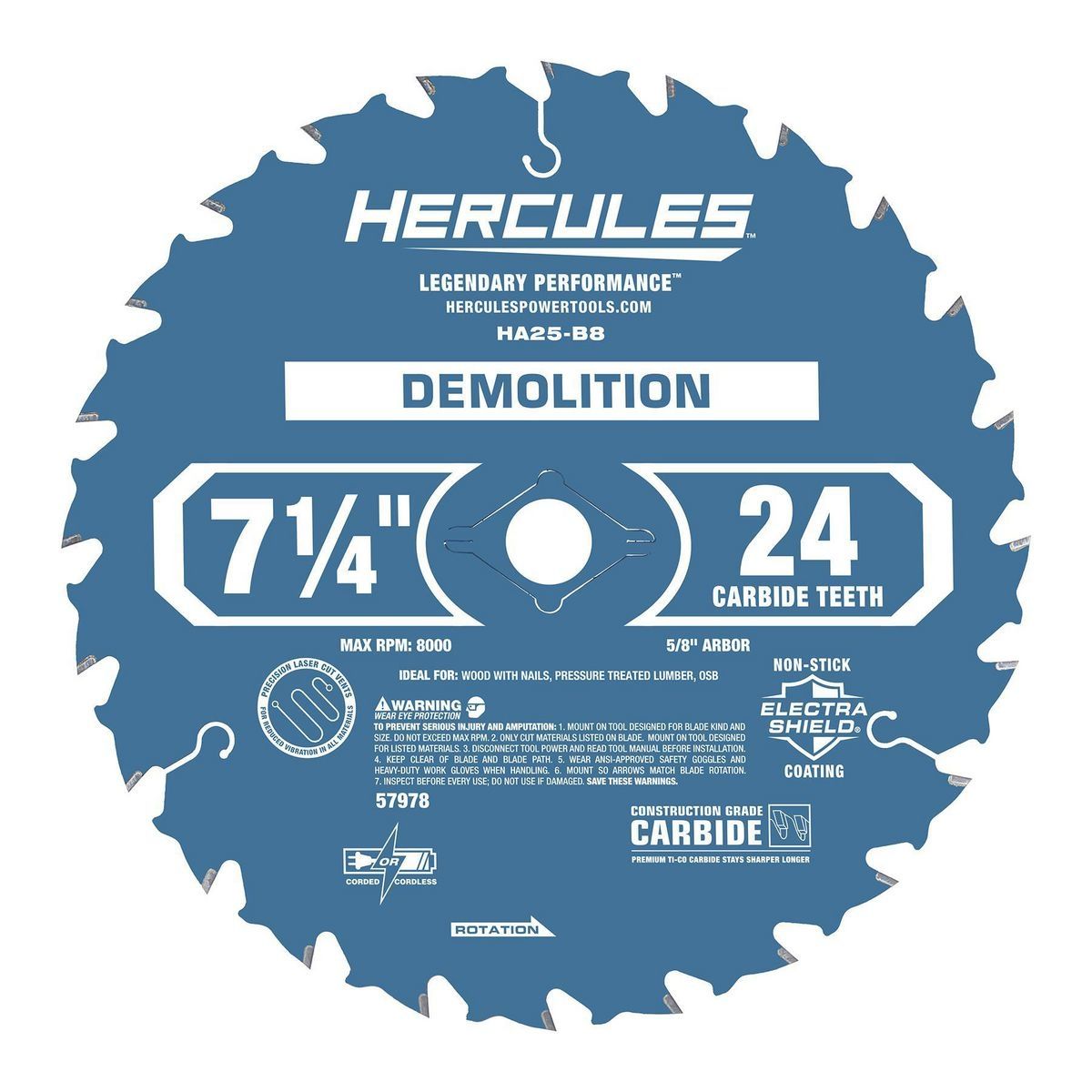HERCULES 7-1/4 in., 24T Demolition Miter and Circular Saw Blade