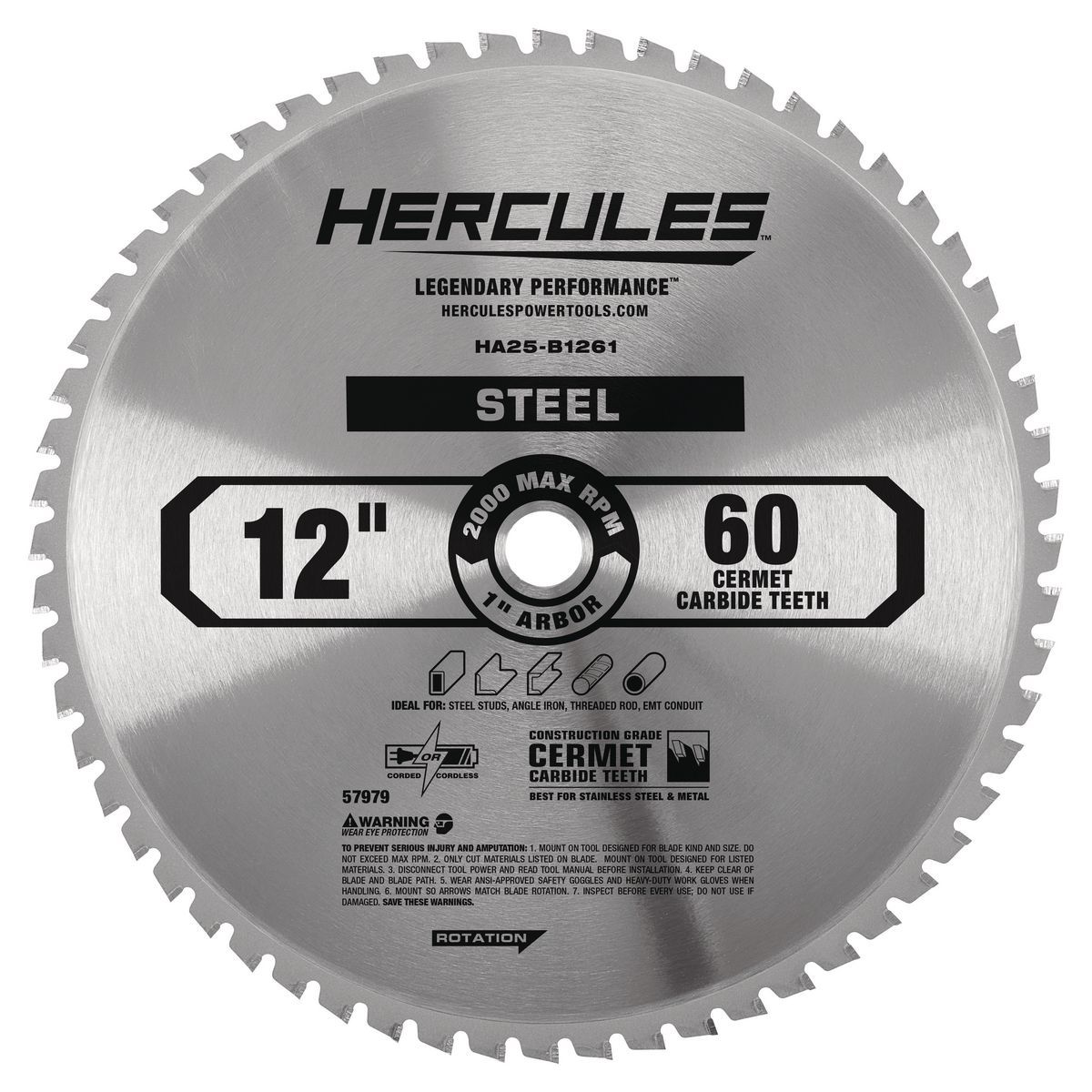HERCULES 12 in., 60T Metal Cutting Circular Saw Blade