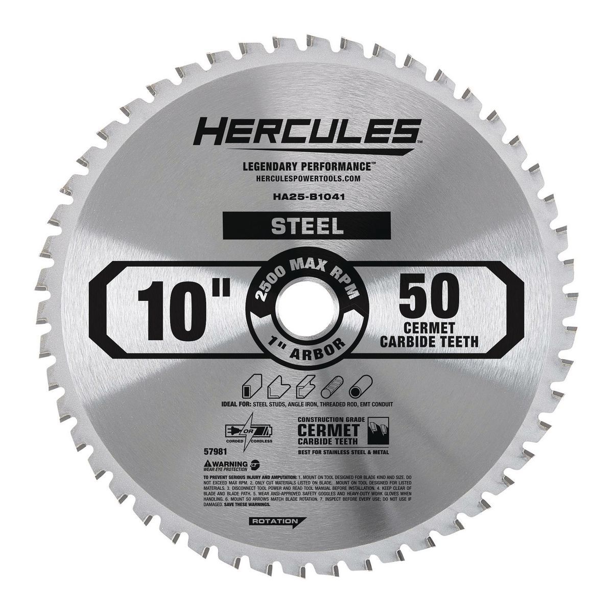 HERCULES 10 in., 50T Steel Cutting Circular Saw Blade