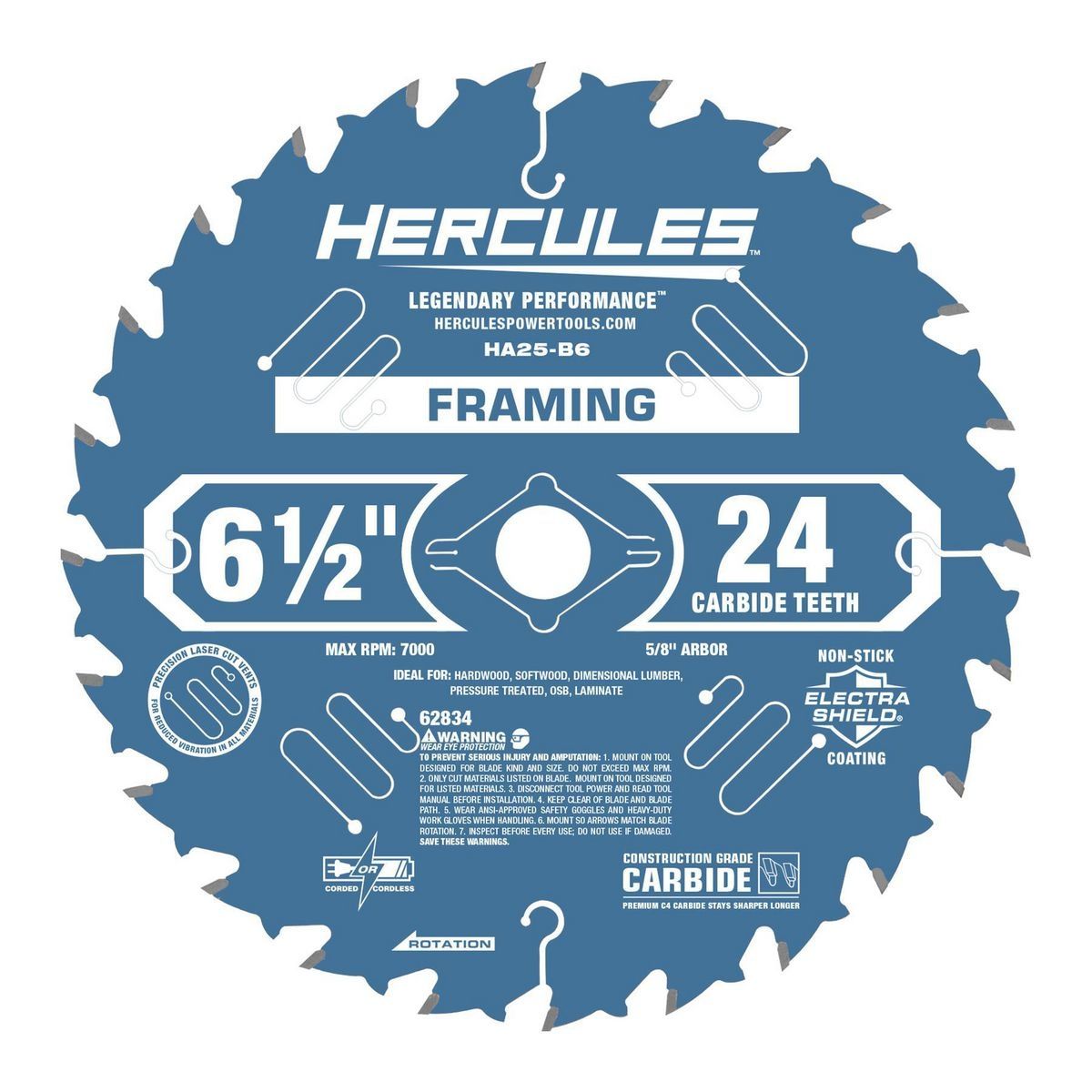 HERCULES 6-1/2 in., 24T Framing Circular Saw Blade