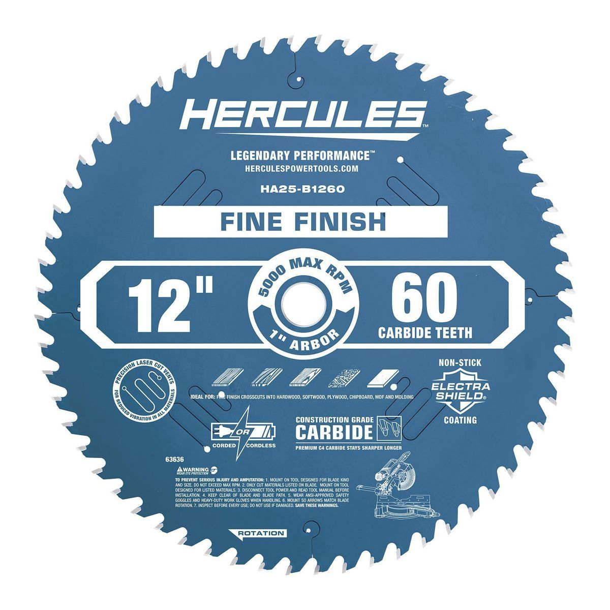 HERCULES 12 in. , 60T Fine Finish Miter Saw Blade