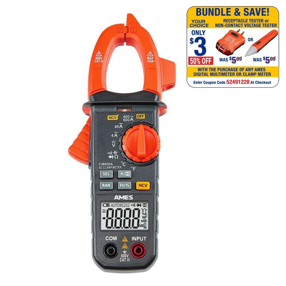 AMES INSTRUMENTS CM600A 600A AC Clamp Meter
