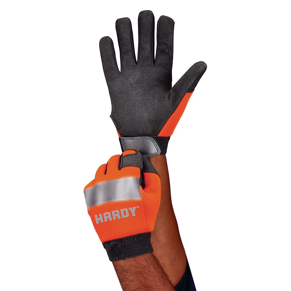 HARDY Hi-Vis Mechanics Gloves, Orange, Large