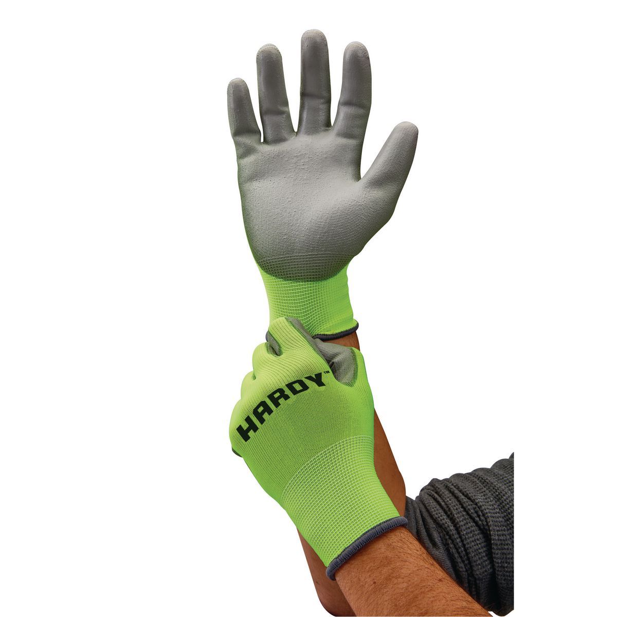 HARDY Touchscreen Hi-Vis Polyurethane Coated Work Gloves, Medium