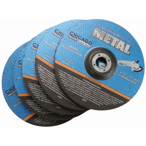 WARRIOR 7 in. 24 Grit Metal Grinding Wheel, 5 Pack